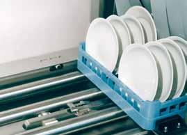 Unloading the dishwasher TRAY TRAY DEPOSIT DEPOSIT ON ON CONVEYOR CONVEYOR Mechanisation of outlet tabling leading from a rack conveyor dishwasher addresses enable the machine s capacity to be