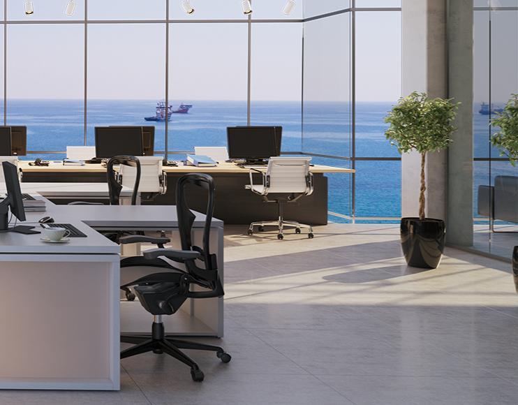 THE WORKPLACE The ingenious design aesthetic of The Highgate is beautifully complimented by the unobstructed breathtaking views of the Mediterranean Sea and state-of-the-art facilities, making this