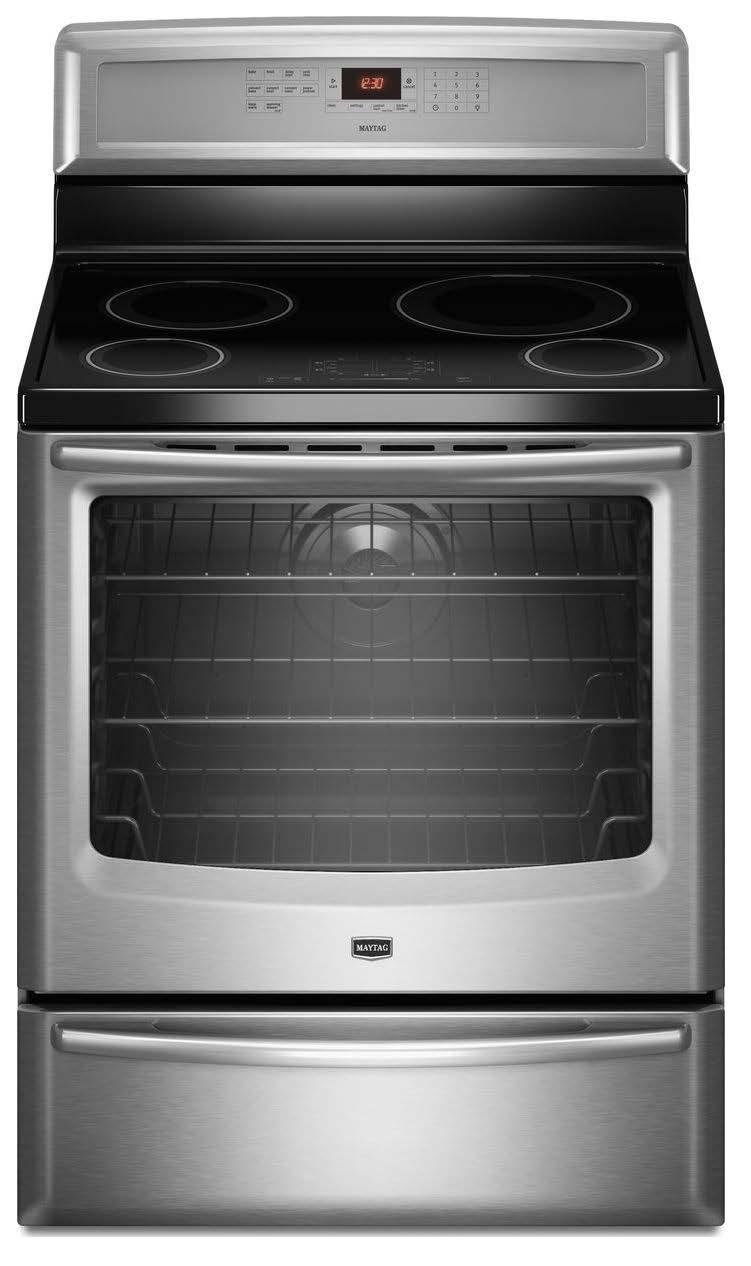 Induction Ranges Maytag 45 30 freestanding range with convection cooking and warming drawer.