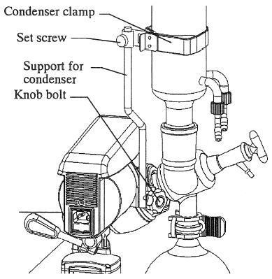7) Attach Condenser Column to the Trap Manifold (For S Model, attach Condenser directly to Driving Unit) with the coil inlet/outlet facing outward.