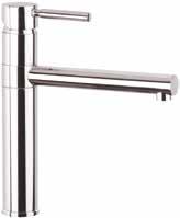 1Bar Pull-out spray 360 C spout rotation Ceramic disc single lever valve Supplied with flexible tail pipes Single flow Minimum pressure: 0.