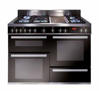 Range cookers RV1061 100cm twin cavity range cooker, electric ovens, ceramic hob Main oven RV1200 120cm triple cavity range cooker, electric ovens, gas hob and ceramic griddle Main oven Second oven