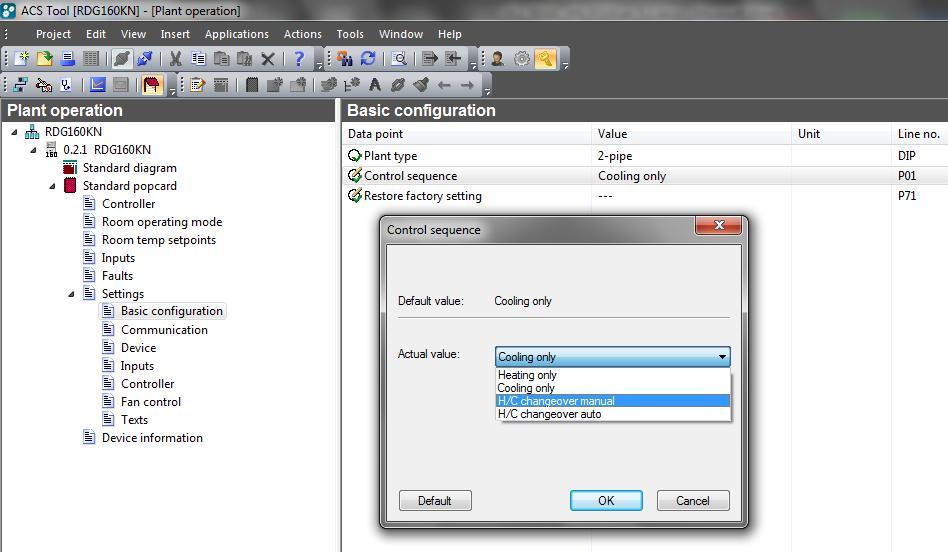 Parameter settings in ACS Notes The ACS tool supports parameter settings even during normal operation.