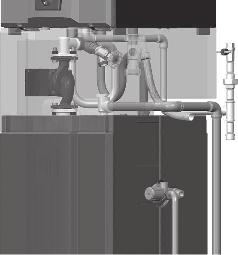 Piping can be routed out either side or both sides of the CWH piping access cover. The example shown here is just one possibility.