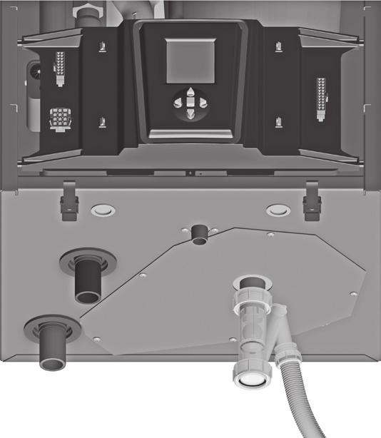 Figure 16 WM97+70 or 110 jacket bottom wire harness openings Circulator harness through this hole Plastic plugs Sensor