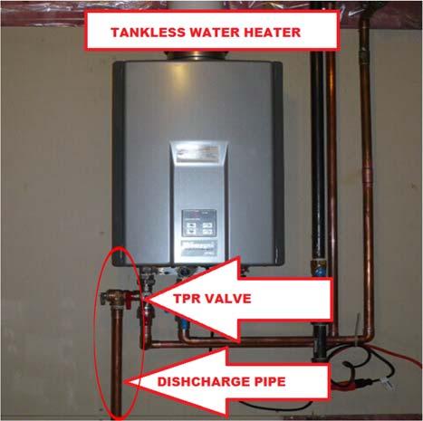 . Temperature Pressure Relief (TPR) valve discharge pipe must terminate within 6 