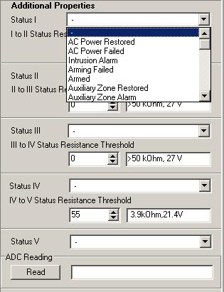 Signal-10 Programming Figure 13. Programming Statuses and Transition Thresholds for Alarm Loops of the Type 12 Each status is to be selected from a drop-down list (see Figure 13.