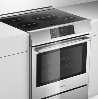 The Bosch induction slidein range is one of the very few induction slide-in ranges on the market, and offers a powerful
