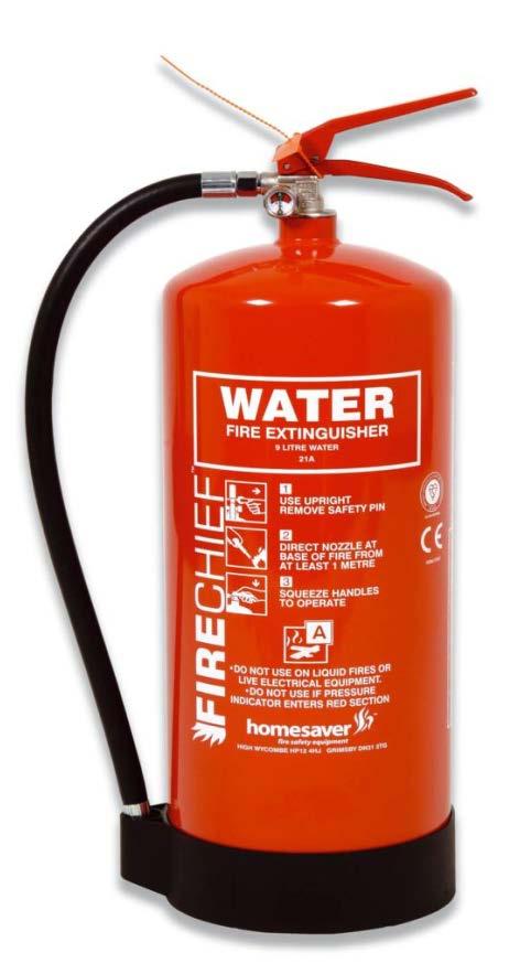 Extinguisher Types: Water Water extinguishers are designed for Class A (wood, paper, cloth) fires only Disadvantages