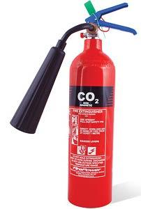 Extinguisher Types: CO 2 Carbon dioxide extinguishers are designed for liquid Class B and electrical Class C fires only You can recognize a CO 2 extinguisher by