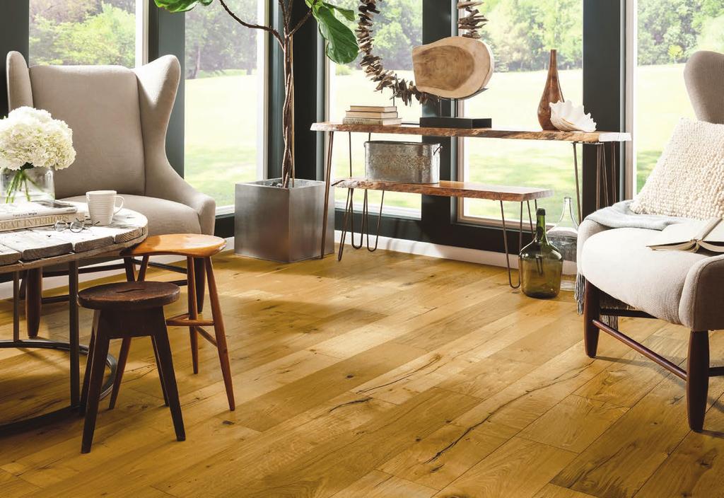 [PRODUCT TRENDS] Armstrong Flooring s TimberBrushed hardwood achieves its weathered texture through the removal of the soft portion of the wood to expose the grain.