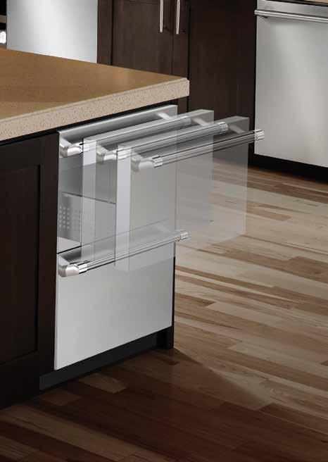 CUSTOMIZABLE DRAWER DIVIDERS & SHELVING Removable and completely customizable, robust aluminum dividers keep drawer contents neatly tucked in place.