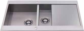 Waste disposer akd01/akd02 Space saver plumbing pack pp1 1000 383 530 500 175 kva12 Stainless steel designer one and a half bowl sink Manufactured from brushed steel