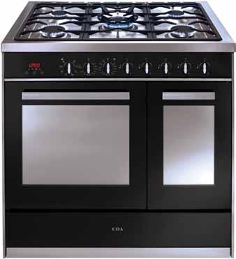 Range cookers rv921 90cm twin cavity range cooker, electric ovens, gas hob main oven Hob features Wok burner Automatic ignition Cast iron pan supports Flame failure included Oven features Easy clean