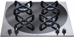 4q4 Four burner Q-style gas hob Front control Cast iron pan supports Flame failure included Automatic ignition LPG conversion kit included Burners Front left: 1kW auxiliary Front right: 1.