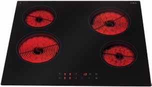 8kW Power supply required: 30 amps 510 580 48 560 490 hc6620 Four zone ceramic hob Front control Electronic touch control 9 power levels Residual heat indicators 99 minute timer
