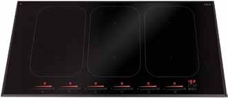 hn9840 Six zone induction hob Front control Electronic touch and slide control Left zones bridging function Centre zones bridging function Right zones bridging function 9 power levels Booster