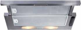 cca5/7 Canopy extractor cca7-70cm wide cca5-50cm wide Ducted/re-circulating installation 3 speeds Slider control cca5 acrylic grease filter (optional aluminium filter) cca7 aluminium grease filter as