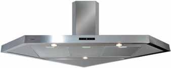 evpc9 Corner extractor Ducted/re-circulating installation 3 speeds + intensive Touch control 3 x aluminium grease filters 3 x 20W halogen lights Twin fan motor Filter saturation warning light Clean