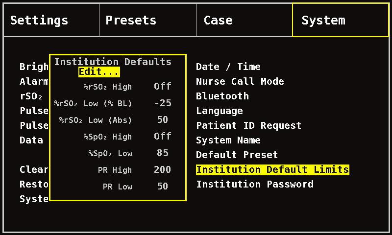 System Menu Screen Figure 25. Institution Defaults Pop-up Institution Password The default institution password is 0000.