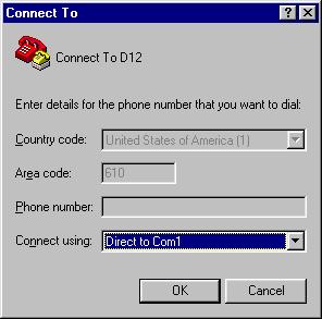 When the Connection Description dialog box appears, type in Connect To D12.