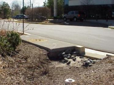 Indicator #4: Structural Integrity Problem: Curbs, pavement, or drainage structures are damaged to the point where it impairs the function of the bioretention.