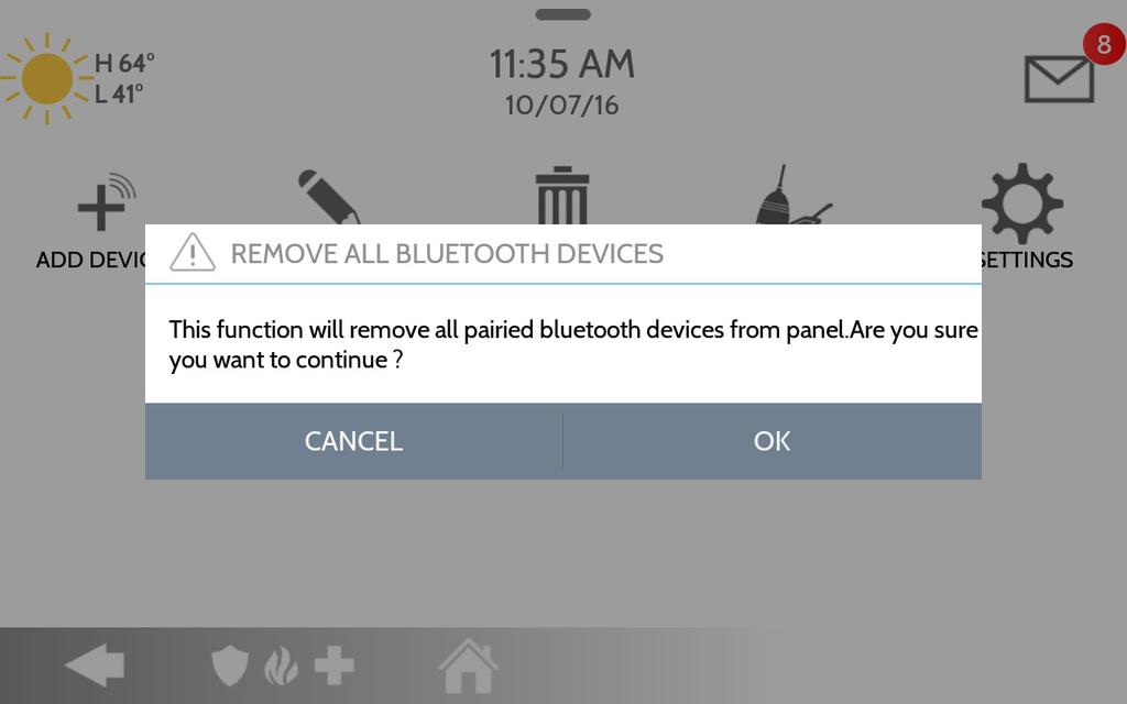BLUETOOTH DEVICES REMOVE ALL DEVICES To delete