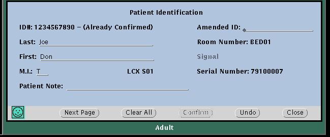 40 Chapter 3 Admit and begin monitoring Welch Allyn Acuity Central Monitoring System Enter and confirm a patient s ID or room at the central station A patient s Acuity System window borders and icons