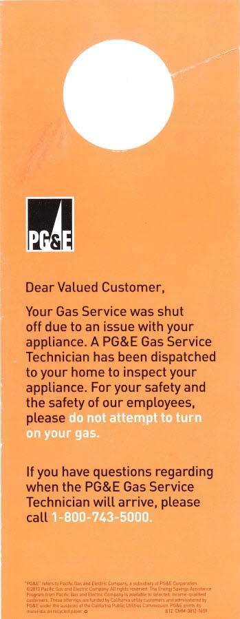 If in the course of your work you are required to turn off the gas to an appliance or to