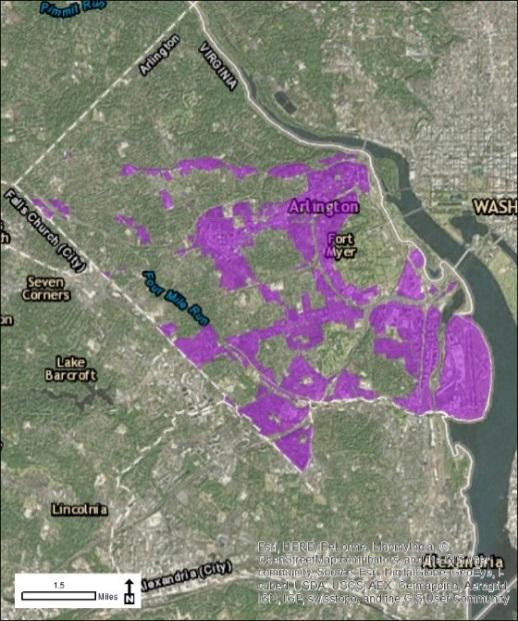 92 Urban Development Areas Arlington County UDA Needs Profile: All UDAs Arlington County designated a total of seven UDAs in 2015, including Rosslyn-Ballston, Jefferson Davis corridor, Columbia Pike