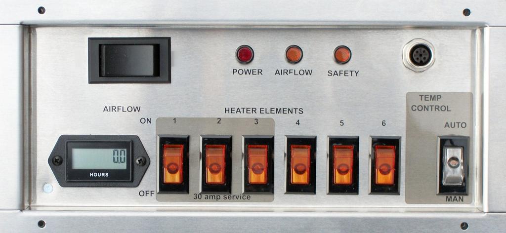 The Safety circuit protects the unit from overheating. If heater looses a minimum required air flow, all the heaters will shut down until the airflow is restored.