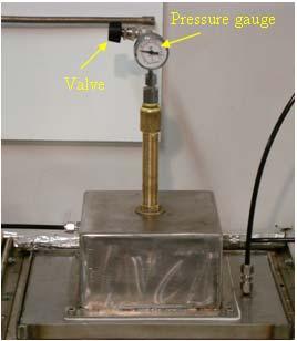 Chapter 5 Plunge test (experiments): apparatus and methodology Figure 5.4: Pressure gauge attached to the water inlet 5.