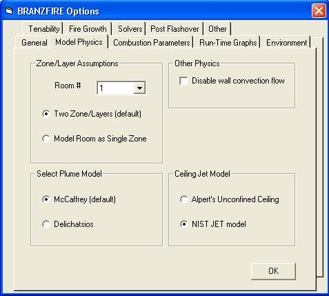 Chapter 7 BRANZFIRE modelling: procedure and scenarios Figure 7.5: User interface for Model physics option 7.1.2.