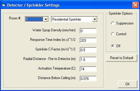 Chapter 7 BRANZFIRE modelling: procedure and scenarios Figure 7.9: User interface for sprinkler setting 7.2 