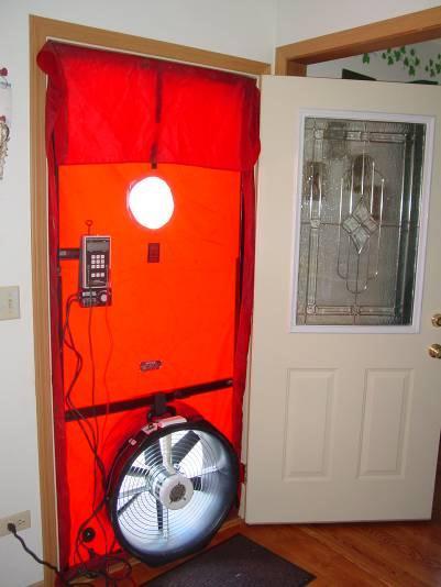 1112 Blower Door Test The blower door (Figure 1112-1) measures the total leakage rate of a home, indicates the potential for air leakage reduction in a home and assists in finding air leakage