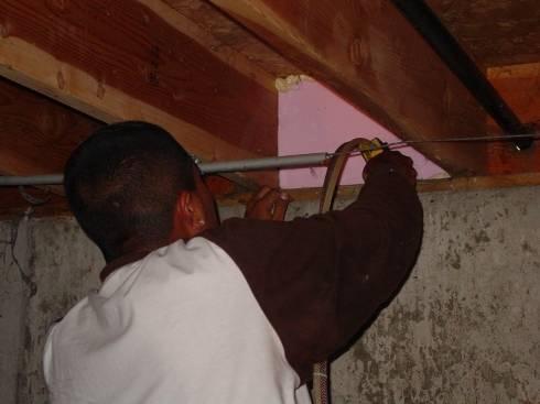 2173 Vinyl Faced Building Insulation Insulate rim joist with minimum R19 insulation with vapor barrier facing the warm-in-winter side of the space.
