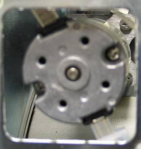 This is a DC motor so the white wire must be connected to the terminal with the red dot.