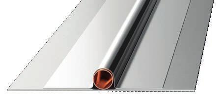 The radiant panel system is activated by aluminium heat-conducting profiles and a D-shape meandering copper pipe.
