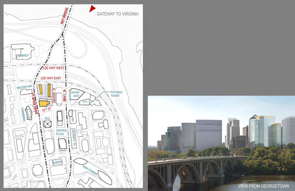 CONTEXT Rosslyn Gateway is comprised of a site in northeast Rosslyn, VA overlooking the Potomac.