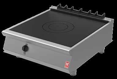 surface Removable centre section for direct heat to pans Heavy cast iron plate able to