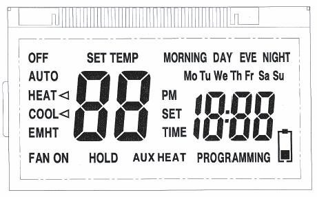 pressing UP and FAN buttons simultaneously or changing the setpoint will override the timer for 1 cycle.