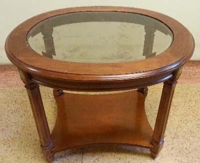 table, oval with glass top