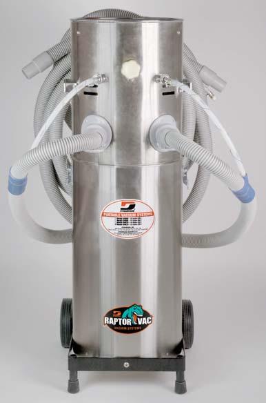 100 CFM (2,830 L/Min) vacuum flow. The filter element is water resistant and washable.