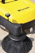 Effective indoors and outdoors, this compact unit easily sweeps hard-to-reach areas such as curbs, corners and crevices with the help of a durable sidebroom, and offers a convenient hopper-grip