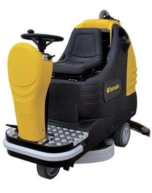 BR 28/27 AND BD 26/27 RIDE-ON AUTOMATIC SCRUBBERS EASY ACCESS TO TANKS AND BATTERIES For easy maintenance, gain access to batteries by simply lifting the seat.