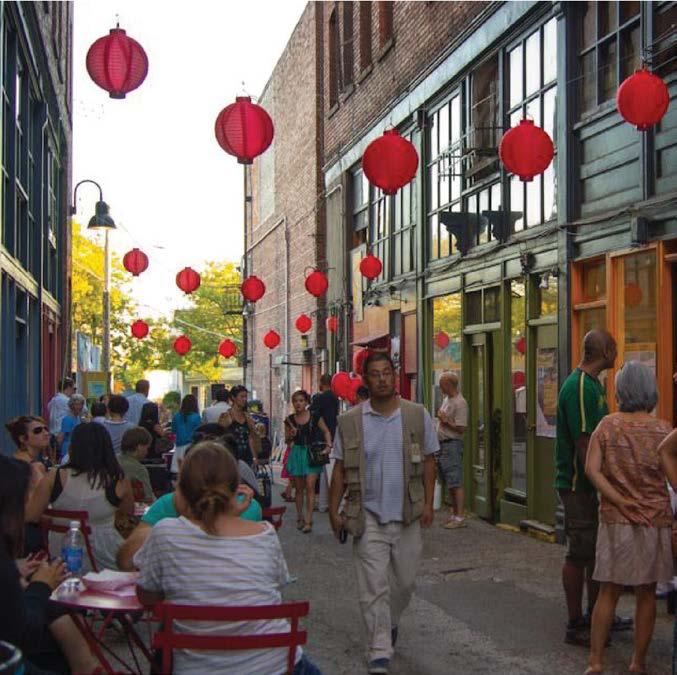 Activate alleys to create safer and more inviting areas,