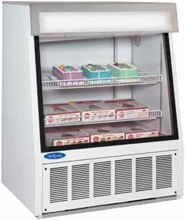 10 NOVA Display Freezers NOVA Angled Display Merchandisers 24 gauge white polyester enamel painted steel interior and exterior Stainless steel top serving deck Adjustable, white welded wire shelves