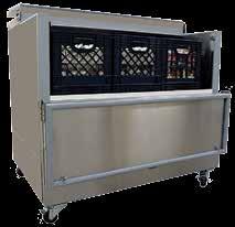Storage for 8, 12, or 16 cases of milk cartons Drop lid(s) that provide easy access to self-serve milk Exterior self-service