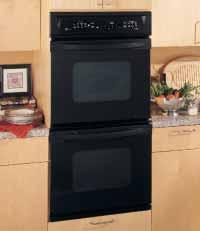 Profile 27" Built-In Double Oven JKP56BA Black on black CleanDesign oven interior SmartSet Electronic Controls Integrated designer handles Convection Upper Oven Large self-cleaning oven with Delay