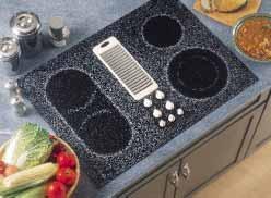 Built-In Cooktops: Electric Downdraft These models include Smooth frameless ceramic-glass CleanDesign cooktop Four ribbon heating elements: one 6", Not